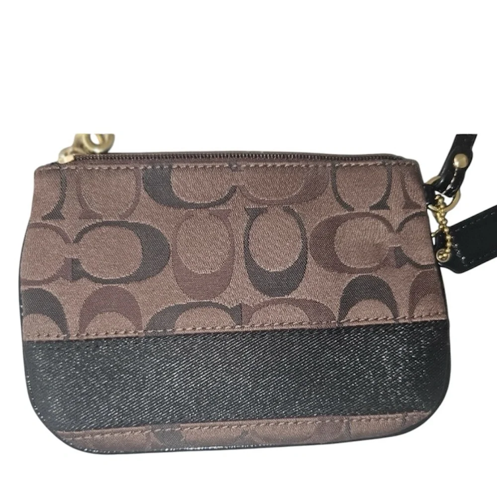Coach Signature Brown & Black Wristlet With Hangtag - Picture 4 of 10